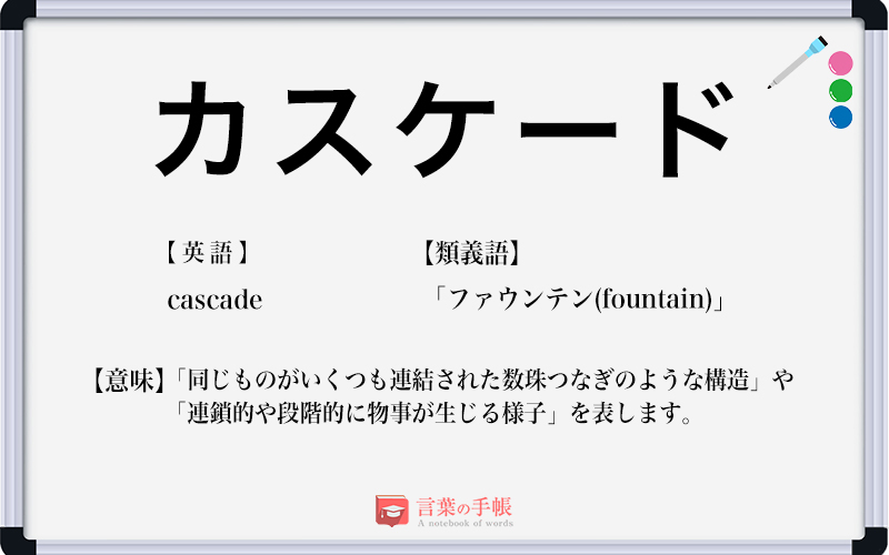 カスケード の使い方や意味 例文や類義語を徹底解説 言葉の手帳 様々なジャンルの言葉や用語の意味や使い方 類義語や例文まで徹底解説します