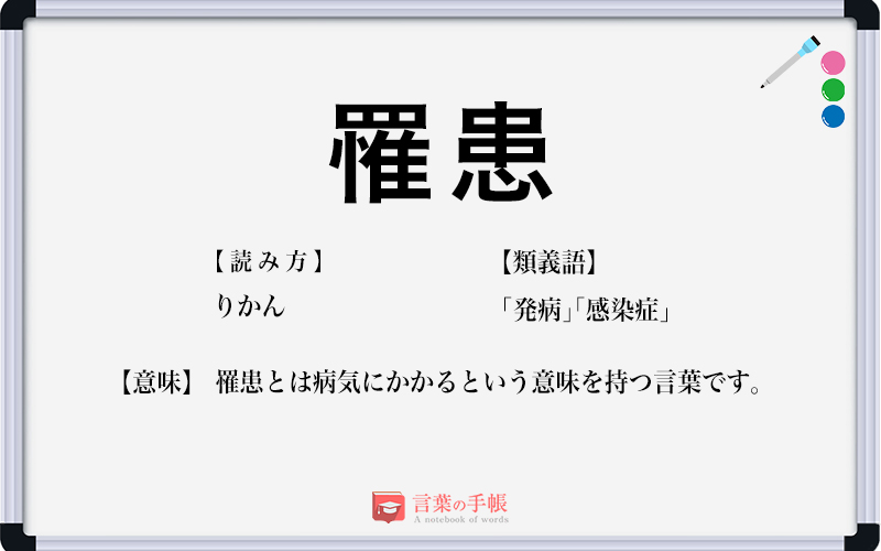 罹患 の使い方や意味 例文や類義語を徹底解説 言葉の手帳 様々なジャンルの言葉や用語の意味や使い方 類義語や例文まで徹底解説します