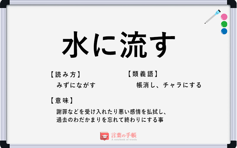 水に流す の使い方や意味 例文や類義語を徹底解説 言葉の手帳 様々なジャンルの言葉や用語の意味や使い方 類義語や例文まで徹底解説します